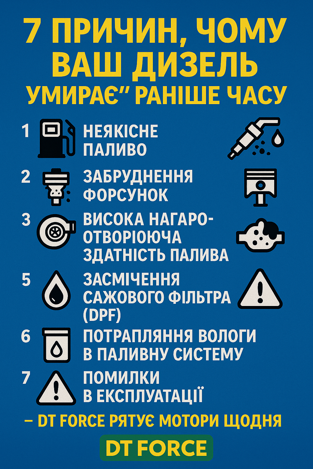 7 причин, чому дизель умирає раніше часу